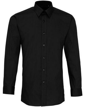 PREMIER Colours Poplin Fitted Long-Sleeved Shirt - Black
