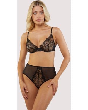 Playful Promises Marlowe Floral Embroide High Waisted Brief - Black