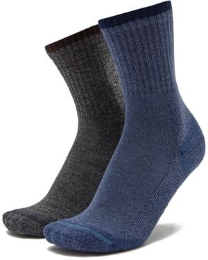 Peter Storm Crew Length Walking Socks For & Hiking, Pack Of 2 - Blue
