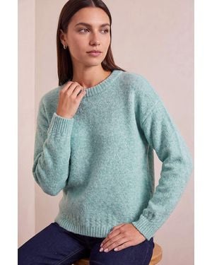 Roman Cable Trim Knit Jumper - Blue