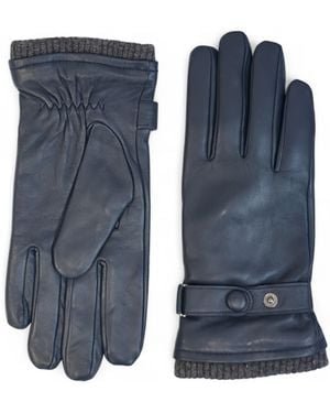 Infinity Leather Italian Warm Wool Lining Winter Bike Riding Driving Casual Gloves - Blue
