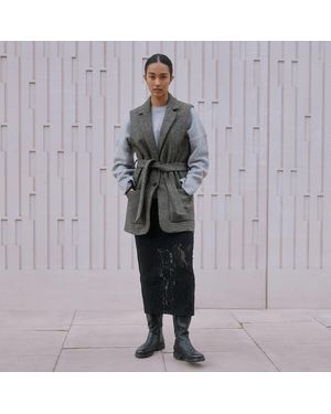 Albaray Herringbone Sleeveless Jacket - Grey