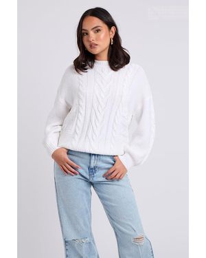 Urban Bliss Cable Crew Neck Jumper - White