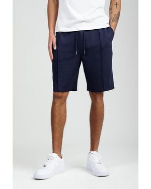 Nines Soft Jersey Shorts With Middle Seam And Drawstring Waist - Blue