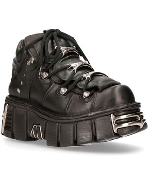 New Rock Gothic Ankle Boots-106-S1 Leather - Black
