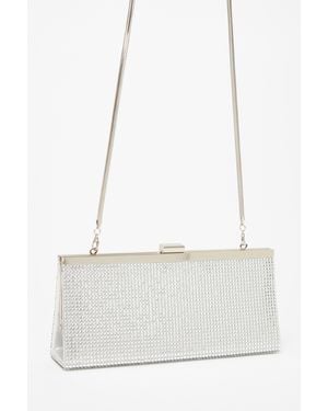 Quiz Diamante Clutch Bag - White