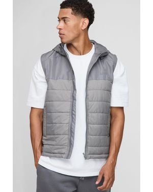 BoohooMAN Regular Fit Lightweight Quilted Hooded Gilet - White