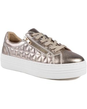 Jones Bootmaker Arianna Quilted Leather Zip & Lace Trainers - Grey