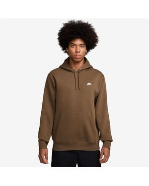 Nike Club Fleece Pullover Hoodie - Brown