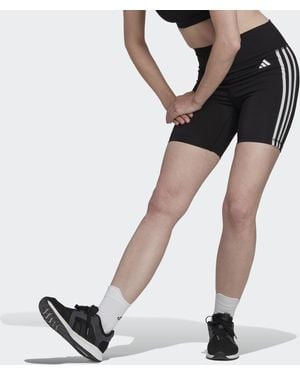 adidas Originals Training Essentials 3-Stripes High-Waisted Short Leggings - Black