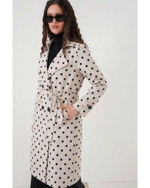 Bigdart Belted Long-Sleeve Trench Coat - Natural