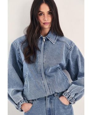 Nasty Gal Oversized Denim Bomber Jacket - Blue