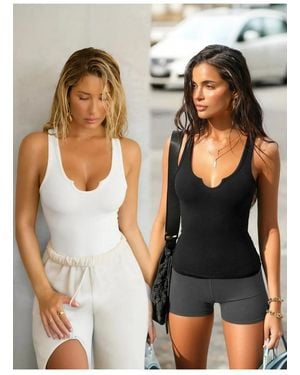 Everyday the Label 2 Piece Ribbed Wide Strap Tank - Black