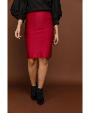 Conquista Fitted Stretch Skirt By Si Fashion - Red