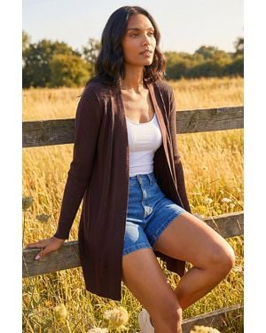 Roman Ribbed Knit Cardigan - Orange