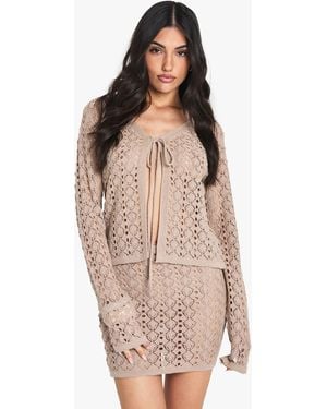 Boohoo Crochet Mini Skirt - Natural