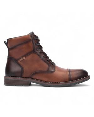 Pikolinos Olmo Leather Zip & Lace Up Ankle Boots - Brown