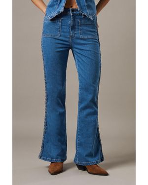 Warehouse High Waist Denim Bootcut With Patch Pockets - Blue