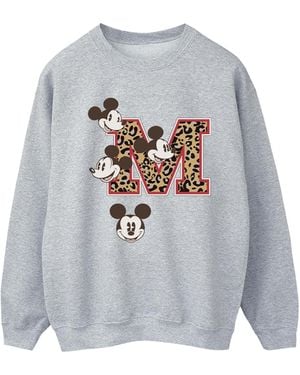 Disney Ladies Mickey Mouse M Faces Sweatshirt (Sports) - Grey