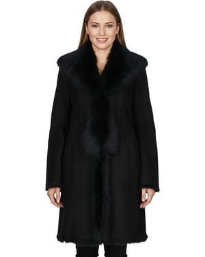 Infinity Leather Toscana Sheep Suede Trench Coat- Celeste Sheepskin - Black