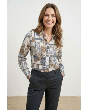 My Fashion Geometric Pattern Button-Up Shirt - Grey