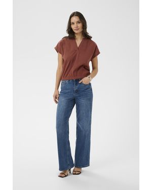 Kaffe Blouse Met Korte Mouwen Kapauline Blouse Met Korte Mouwen Baggy Fit - Blauw