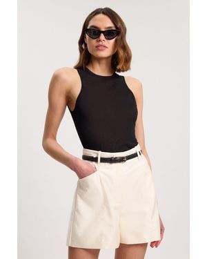 Karen Millen Tailored Satin Shorts - Black