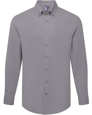PREMIER Supreme Oxford Long-Sleeved Formal Shirt (Steel) - Blue