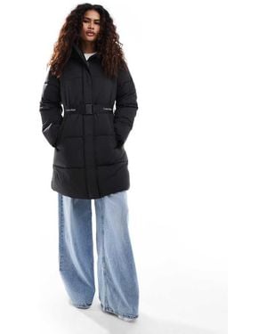 Calvin Klein Logo Belt Long Puffer Jacket - Blue