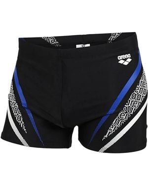 Arena Lettering Print Regular Swim Shorts - Black
