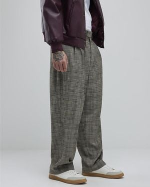 River Island Trousers Wide Leg Check - Brown