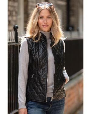 Ashwood Leather 'Hampton' Diamond Quilted Gilet - Black