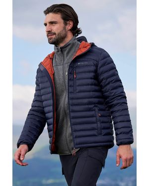 Mountain Warehouse 'Henry Ii' Down Padded Jacket Water Resistant Hooded Puffer Winter Coat Nylon - Blue
