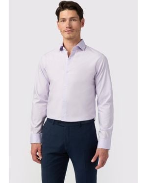 Limehaus Slim Fit Poplin Single Cuff Cutaway Collar Shirt - White