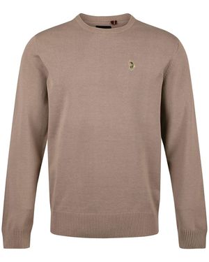 Luke 1977 Gerard 3 Crew Neck Knitted Jumper - Brown