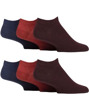 Gentle Grip 6 Pack Diabetic Trainer Socks - Red