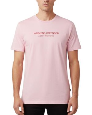 Weekend Offender T Shirts Steinbeck Crew Neck Short Sleeve Cotton Summer - Pink