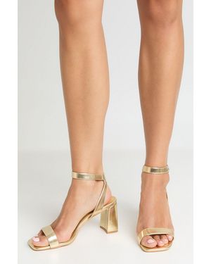 Boohoo Wide Fit 2 Part Mid Block Heels - Metallic