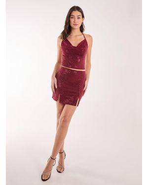 Pink Vanilla Mirror Sequin Mini Skirt - Red