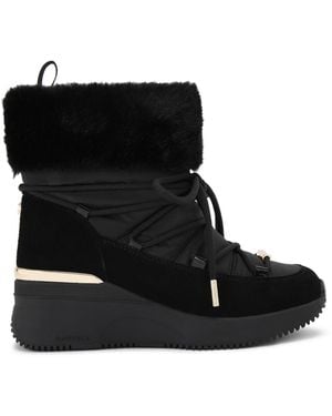 Carvela Kurt Geiger Suede Fabric Skyline Wedge Bootie Trainers - Black
