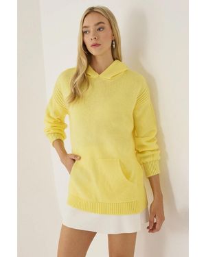 Hiccup Long Knitwear Sweatshirt With Pocket - Yellow
