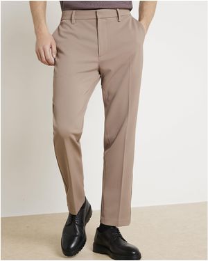 River Island Slim Fit Trousers Waffle Textured - Natural