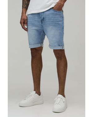 BoohooMAN Essential Skinny Stretch Fit Denim Shorts - Blue