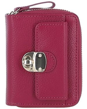 Ashwood Leather Stylish Compact Ladies Purse With Rfid Protection - Pink