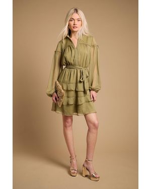 Oasis Contrast Tiered Mini Dress - Natural