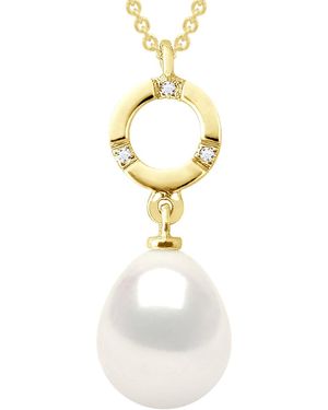 Ateliers Saint Germain Necklace Jewellery Diamond 0.01Cts And Real Cultured Freshwater Pearl Pear 9-10 Mm - Metallic