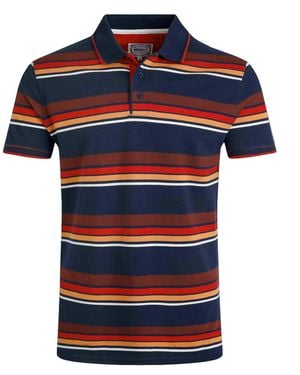 Weird Fish Sunbury Stripe Organic Cotton Polo Shirt (Dark) - Blue