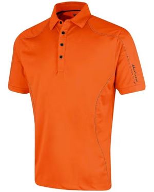 Island Green Topstitched Golf Polo Shirt (Burnt) - Orange