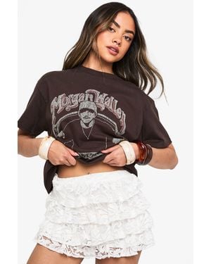 Boohoo Lace Ruffle Tiered Skort - Natural