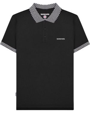 Lambretta Two Tone Badge Polo Shirt Cotton - Black